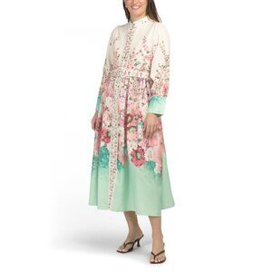 NANCY YANG Multi Stand Collar Floral Maxi Dress